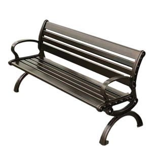 Panca <span class=keywords><strong>da</strong></span> Esterno in Alluminio Pressofuso con Schienale, Seduta Robusta in Metallo per Giardini, Piazze, Comunità e Spazi Pubblici Esterni - Product Image 2