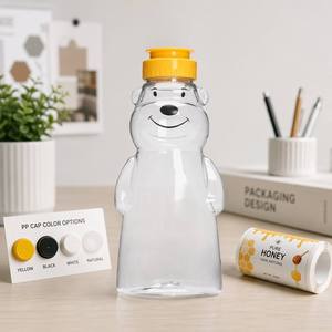 Botella de Miel PET al por Mayor de Fábrica, Envase de Miel con Forma de Oso, Dispensador de Condimentos con Tapa Abatible, Botella Exprimible para Miel - Product Image 3