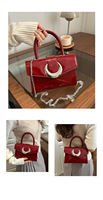 Sac fourre-tout/bandoulière texturé pour femme, style luxe léger, nouveau, couleur unie, en PU, avec chaîne et doublure en nylon, sac tendance