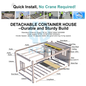 Casa Prefabbricata in Container, Mini Casa, Studio da Giardino, Case Modulari in Container, <span class=keywords><strong>Sala</strong></span> Riunioni Temporanea - Product Image 6