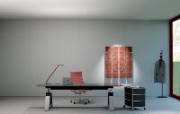Bureau de direction moderne ATWOKA, bureau de direction réglable en hauteur avec pieds en métal en forme de A