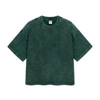 Nouveau style 2025 – T-shirts courts personnalisés en coton tricoté 100 % délavé, coupe oversize et carrée, style hip-hop streetwear, couleur unie, respirant