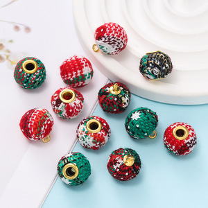 <b>Christmas</b> Fabric Ball Pendant Round Hanging DIY Jewelry Accessories For Ornaments - Product Image 1