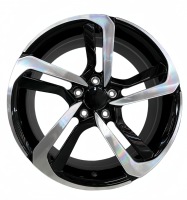 Jantes en aluminium forgé monobloc 6061-T6 à cinq branches, finition noir brillant avec face usinée, 17-24 pouces, PCD, ET, CB personnalisés