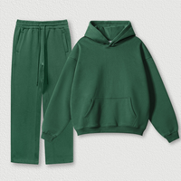 Ensemble de survêtement streetwear structuré en mélange de coton pour l'automne, comprenant un sweat à capuche en polaire et un pantalon de jogging, tenue décontractée unisexe à coupe ample