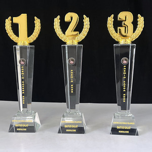 Trofeos de Cristal con Números Metálicos, Premios para Aniversarios de 1, 2 y 3 Años, Trofeo de Cristal con Número MH-J897 - Product Image 2