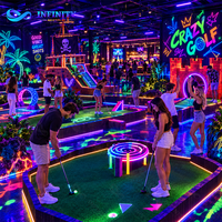 Plan d'affaires pour mini-golf commercial intérieur, parcours d'aventure de mini-golf à 9 ou 18 trous sur le thème du néon, fabricant pour événements