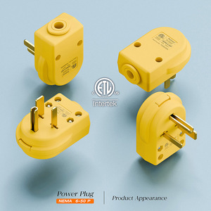 Prise certifiée ETL NEMA 6-50P, fiches mâles de soudeuse 6-50P 50A/250V, connecteur d'extrémité de câble 50A 250V pour soudeuses et sécheuses, jaune US - Product Image 2