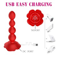 Perles anales rouges vibrantes à 10 vitesses, étanches, rechargeables par USB, masseur de prostate pour adultes, doux, faible bruit, IPX7