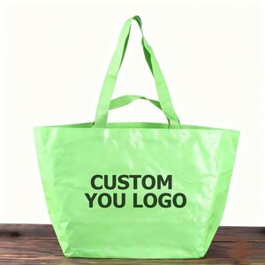 Large Capacity Custom Logo Eco-Friendly PP Woven Tote Bags Durable Handbags with Waterproof Feature for Shopping - Product Image 1