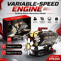 Modelo de Motor V8 Clásico Avanzado, Juego de Bloques de Construcción de Plástico Eléctrico STEM para Niños de 5 a 14 Años, Personalizable