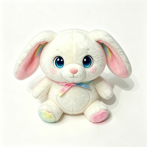 ตุ๊กตากระต่ายสีขาวอ้วนอ้วนแบบกำหนดเองได้ แก้มสีชมพูอ่อน จมูกกลมสีชมพูเล็กน้อย และรอยยิ้มอ่อนโยน - Product Image 3