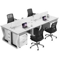 Bureau de travail moderne avec rangement mobile, table de bureau pour plusieurs personnes