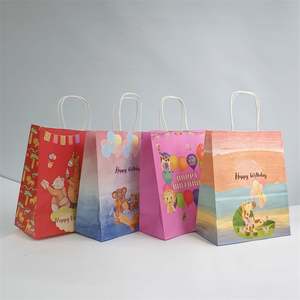 Wholesale 16*8*22cm <b>Small</b> Kraft Paper Happy Birthday Party Favor Gift Bags With Handles for Kids for Candles - Product Image 6