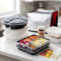 Boîtes de conservation alimentaire en plastique jetables rectangulaires multi-tailles avec couvercles réutilisables, contenants pour repas à emporter