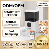 Distributeur automatique intelligent 6L pour animaux de compagnie, étanche, en plastique, avec caméra vidéo, contrôle par application, enregistrement personnalisé et double alimentation