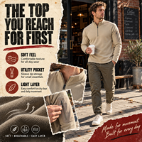 Vente en gros usine – Haut de sport extérieur pour homme à col montant semi-zippé, manches longues, en polyester et élasthanne extensible, personnalisable OEM/ODM avec logo