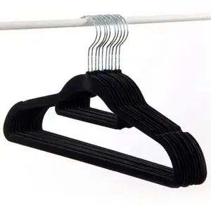 Wholesale high-quality hot selling anti slip popular flocking hangers black adult velvet coated plastic hangers