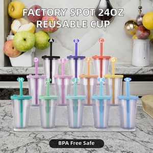 Vaso de Plástico de 24 oz con Tapa y Pajita Reutilizable, Libre de BPA, a Prueba de Fugas, Transparente, para Bebidas Frías, Ecológico, Seguro para Alimentos, con Logotipo Personalizado - Product Image 2