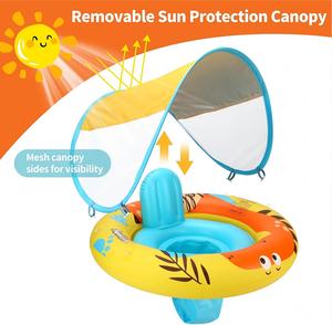 Flotador Inflable de PVC para Niños con Diseño de Dinosaurio Amarillo y Toldo Removible - Product Image 2