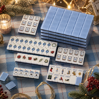 Set Mahjong Americano Personalizzato a 4 Strati con Tema Natalizio, Tessere in Acrilico con Motivi Festivi, Set da Gioco per Regali e Feste
