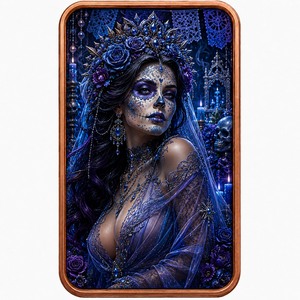 Barra de Cobre Fino de 1oz .999, Serie Impresión 2D, Día de Muertos, Diosa Floral, Lingote Rectangular para Colección de Arte Étnico y Regalo - Product Image 4