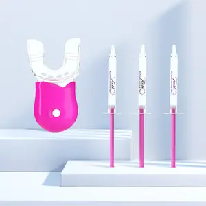 2024新私人标志最佳质量豪华无线漂白牙科非过氧化物凝胶家用牙齿美白套装带灯托盘