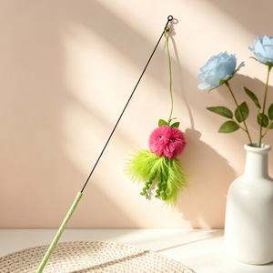 Ali <b>Cat</b> Teaser Wand Dragon Fruit Monster Feather <b>Toy</b> Long Handle Boredom Buster Pet <b>Interactive</b> <b>Toy</b> - Product Image 2