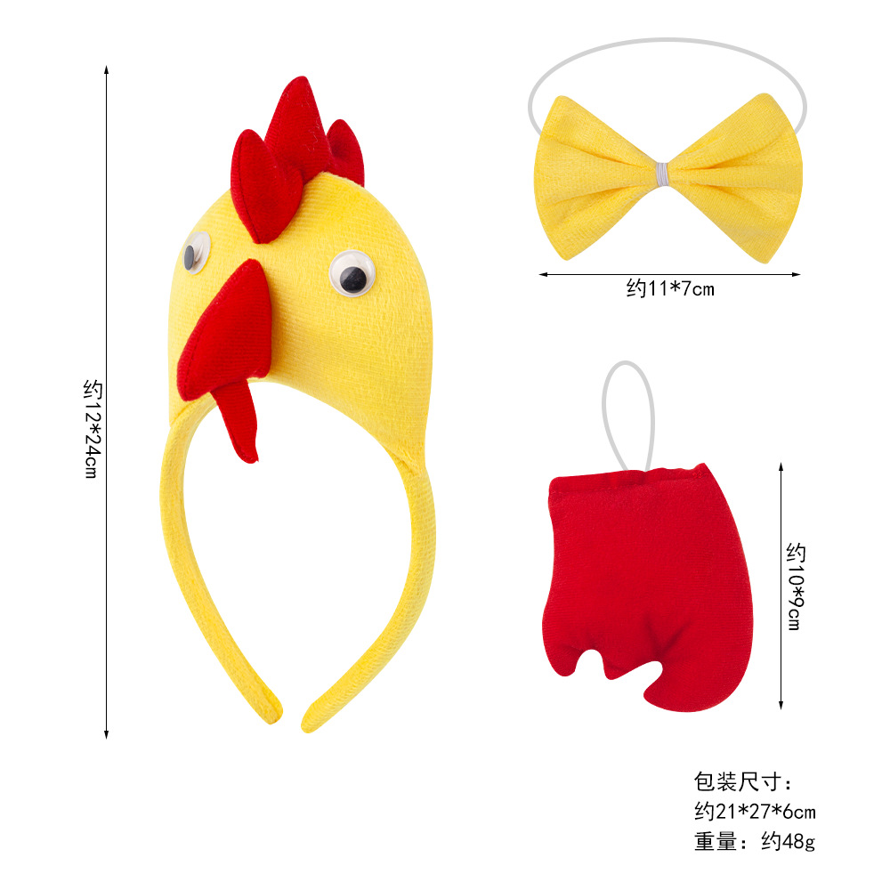 Conjunto de 3 piezas de gallo amarillo tridimensional.