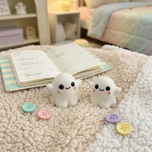 Décoration Kawaii Fantôme Blanc Mignon avec Baume à Lèvres Rose pour Joues OEM ODM Personnalisé Sur Mesure Petit MOQ - Product Image 1