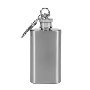 2oz paslanmaz çelik karaf açık alkol Hip Flask anahtarlık ile