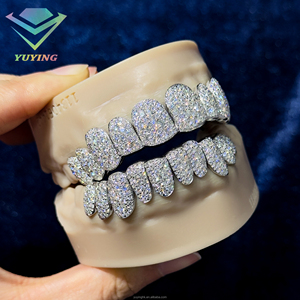Diseño personalizado de diamantes de moissanita VVS, chapado en oro de 18k, con incrustaciones de diamantes, material de plata 925, grillz para dientes. - Product Image 4