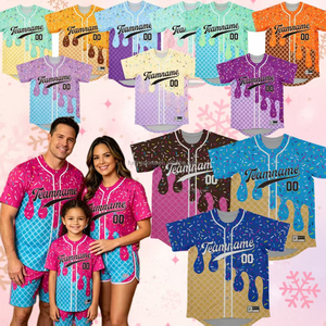 Maillots de baseball personnalisés à motif de crème glacée, tenues assorties pour la famille, pour jeunes et adultes, pour les jours de match estivaux - Product Image 1