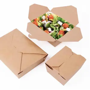 High Quality PLA Coating Biodegradable Kraft Paper Salad Box And Salad Bowl With Lid