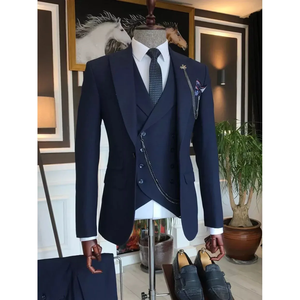 <span class=keywords><strong>Traje</strong></span> de lujo para hombre, <span class=keywords><strong>azul</strong></span> <span class=keywords><strong>marino</strong></span>, de un solo botón, corte ajustado, informal de negocios, para boda, chaqueta, pantalón y chaleco, <span class=keywords><strong>tres</strong></span> <span class=keywords><strong>piezas</strong></span> - Product Image 1