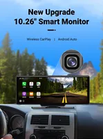 10,26 Zoll 4K 3840*2160p Dashcam mit Carplay & Android Auto, Armaturenbrett-Videoaufzeichnung, WLAN, Schleifenaufnahme, Smartphone-App, Auto-DVR