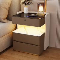 Table de chevet intelligente avec lampe flottante à commande tactile, chargement sans fil, en bois massif moderne, pour chambre et usage scolaire