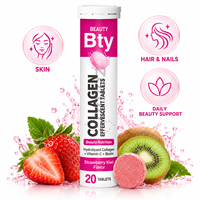 Comprimés effervescents de collagène beauté à marque privée OEM, biotine, fraise, kiwi pour la peau, les cheveux et les ongles, avec vitamines C et E