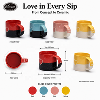 Tasse à café blanche à pois rouges SWT avec bord rouge et soucoupe, vente en gros, mug en céramique pour la Saint-Valentin