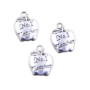 Dijes en forma de <span class=keywords><strong>manzana</strong></span> Apple NO.1 Profesor Colgantes de color plateado Manualidades DIY Fabricación de hallazgos Joyería <span class=keywords><strong>tibetana</strong></span> hecha a mano - Product Image 1
