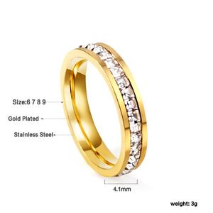 Bagues tendance en zircon cubique pour femmes, bijoux de mariage, plaqué or 18 carats, en acier inoxydable, grosses bagues en zircon et diamant, vente en gros - Product Image 3