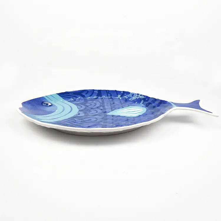 Plastic Type Plate 11.5 Inch Food Grade Fish Shape Plastic Melamine Dinner Plate