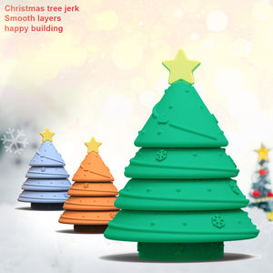 שיניים רכות מסיליקון לתינוק צעצועי הערימה עץ חג המולד 4 יחידות שיניים לתינוק סיליקון הערמה לתינוק - Product Image 3