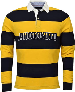 <span class=keywords><strong>Camiseta</strong></span> de <span class=keywords><strong>Rugby</strong></span> Negra Básica para Hombre, Cuello Blanco Tipo Polo, <span class=keywords><strong>Manga</strong></span> <span class=keywords><strong>Larga</strong></span>, 100% Algodón - Product Image 5