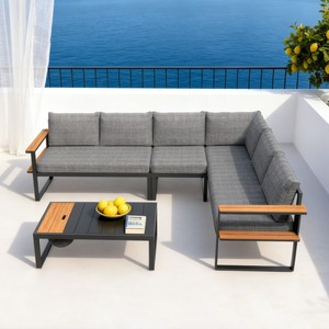 Ensemble <span class=keywords><strong>de</strong></span> canapés d'angle modulaires Dwoo 4 pièces pour patio, villa, hôtel, <span class=keywords><strong>jardin</strong></span>, <span class=keywords><strong>en</strong></span> forme <span class=keywords><strong>de</strong></span> L - Product Image 2