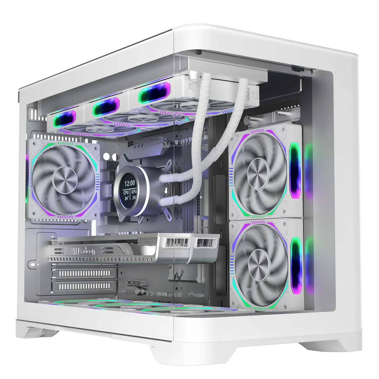 Wholesale New Design C280 Computer Case Curved Glass Panel Full View Gaming Pc Case ARGB Fan Water Cooling ATX PC Gaming Case