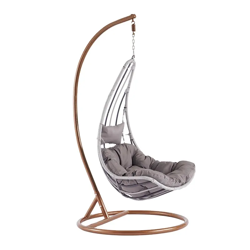 Wholesale Basket Steel Wicker Rattan Swing Seat Furniture Outdoor Patio Swing Chair Hanging Garden Swing Egg Chair With Stand