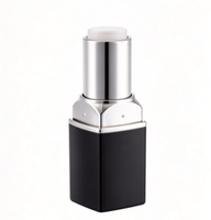 Tube de baume à lèvres carré personnalisable, conteneur vide pour rouge à lèvres, base noire mate, dessus argenté, emballage cosmétique pour stick de baume à lèvres