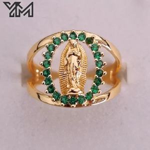 Anillo Ovalado de Guadalupe Inspirado en la Fe, Chapado en Oro con Piedras Multicolores, Anillo Amuleto <span class=keywords><strong>para</strong></span> <span class=keywords><strong>Mujer</strong></span>, Venta al Por Mayor - Product Image 6