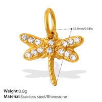 Pendentif LiCai DIY 3D en strass, libellule et lion |   Breloque vintage en acier inoxydable pour collier femme, bijoux en gros